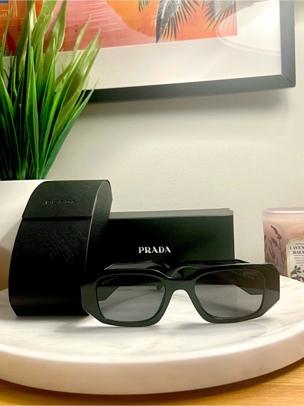 PRADA Sunglasses Small Geometric Symbole In Acetate Black - Picture 2 of 5